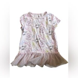 Disney Princess Girls Peplum Top Size 5 Pink Tulle Cotton Blend